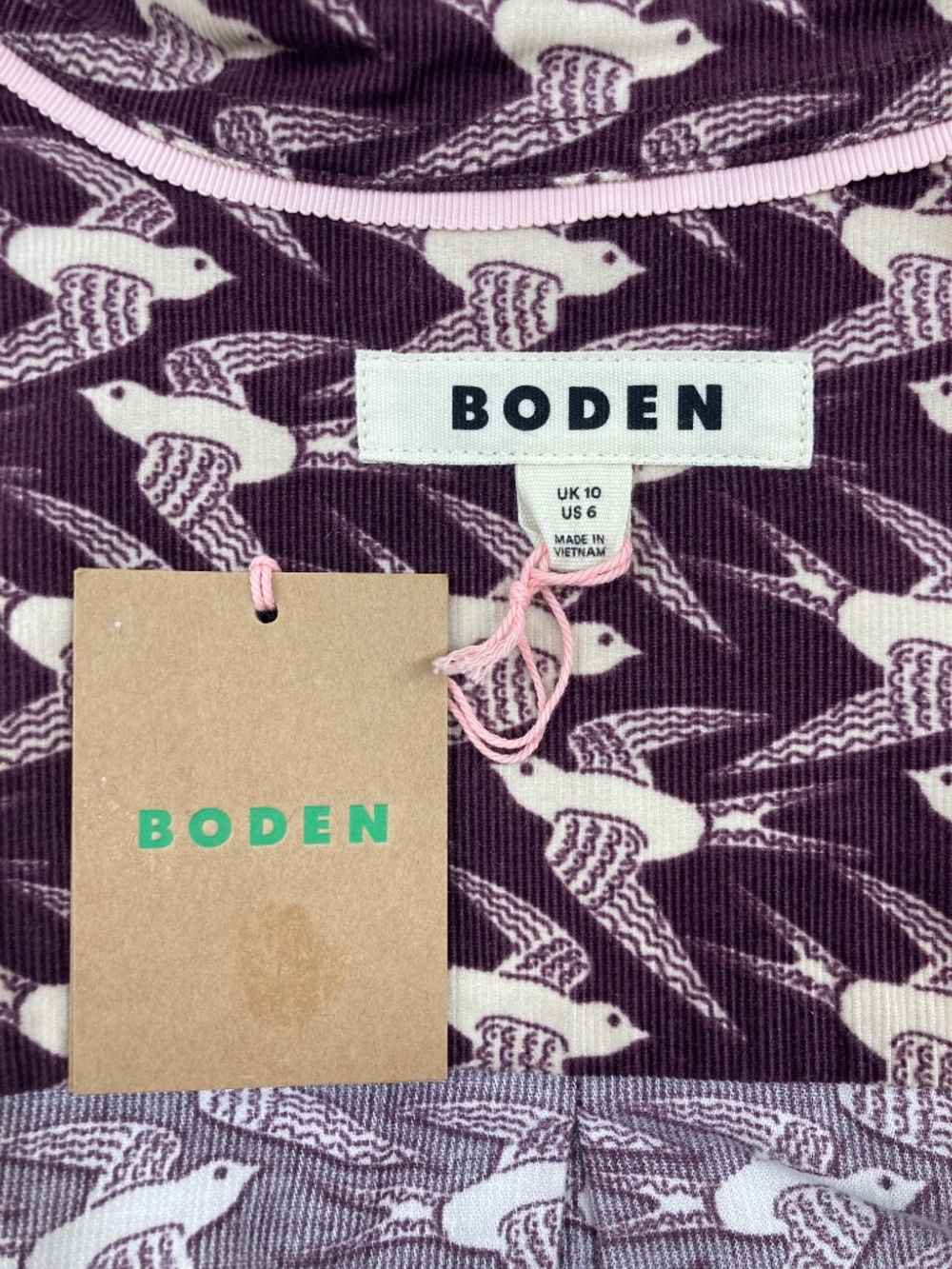 NWT Boden micro-corduroy women’s shirt size 6 swallow design - Picture 7 of 10
